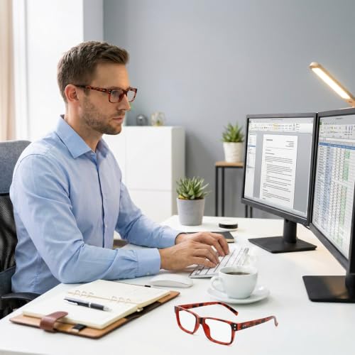 Image of Eyekepper Blue Light Reading Glasses Men Women 2.25, Tortoise 2 Pack