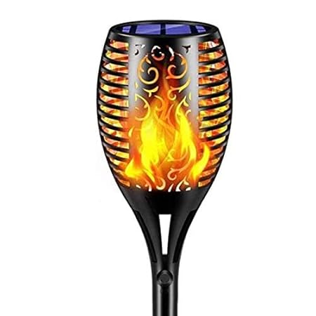 Decawall ABS Solar Garden Light Outdoor 3In1 96Led Flickering Mashaal Light Ip65 Waterproof Solar Flame Light Auto On/Off Solar Lighting for Decoration [Pack of1, Warm Yellow]