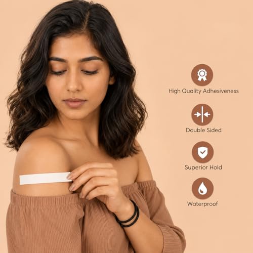Image of SOFTSTYLE Double Sided fashion tape for women | Body tape to stick clothes & Dress Support | Transparent cloth tape for Neckline, Saree, Blouse & Clothing Fit (Transparent - Pack of 108)