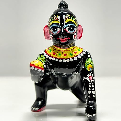 Estatua Laddoo Gopal de Latón Negro 10 cm miniatura 1