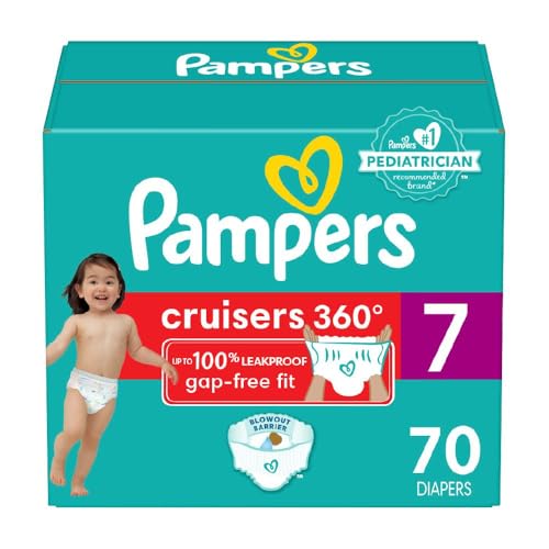 Image of Pampers Diapers - Cruisers 360 - Size 7, 70 Count, Babyproof up to 100% Leakproof Pull-On Diaper