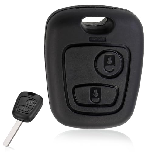 2 Botones Carcasa de Llave del Coche Compatible con Peugeot 107 207 307 406 408 607 y con Citroen C1 C2 C3 C4 C5 Xsara Picasso Berlingo Toyota Aygo Funda de Repuesto Sin Zócalo de Pila