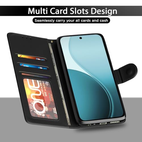 Image of Pikkme Flip Cover for Mi Redmi A7 Pro /Poco C85x 5G / C81 Leather Finish | Inside TPU with Card Pockets | Wallet Stand and Shock Proof | Complete Protection Flip Case (Black)