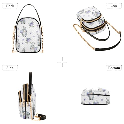 Cartera floral blanca para mujer con correa de hombro miniatura 5
