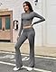 Yuson Girl Zweiteiler Damen Lounge Set Weich Hausanzug Freizeitanzug Langarm Crop Top Elastische Taille Schlaghosen 2 Teiler Loungewear Damen Set Y2K Outfit Casual Sportanzug(Dunkelgrau, M)