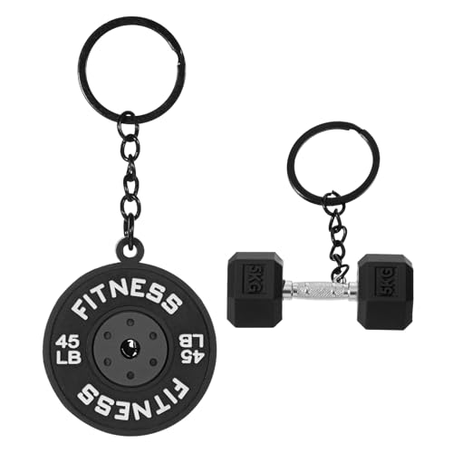 Qianyu 2 Pcs Mini Dumbbell Keychain Backpack Charm for Gym Rats Fitness Barbell Keychain Cool Bag Charm Purse Accessories for Women Men Fitness Enthusiast Lovers Birthday Gifts