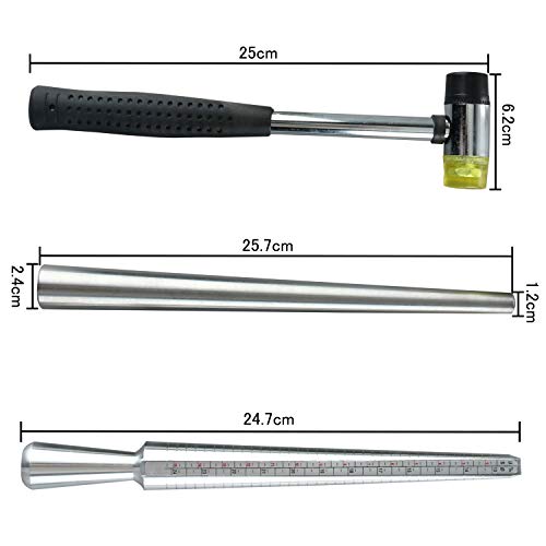 Hyddnice 4Pcs Ring Mandrel Sizer Tool Jewelry Making Measuring Tools Kit With Metal Mandrel Finger Sizing Measuring Stick 27Pcs Ring Sizer Guage Circle Models #TOP1