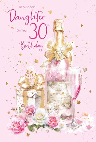 Cherry Orchard | Daughter 30th Birthday Card | Gorgeous Pink and Gold Champagne Design | Luxury style Insert | Sentimental Verse | Complete with Envelope