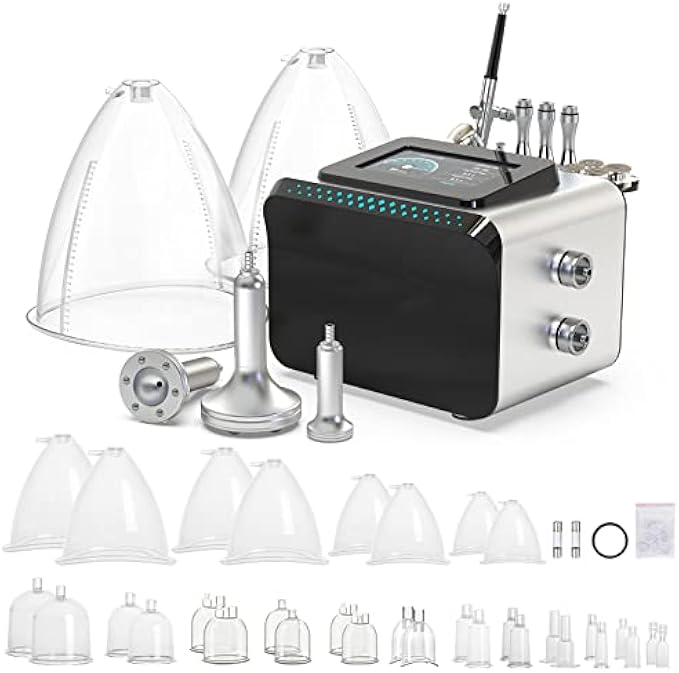 Meifuly Vacuum Therapy Machine, 3 in 1 Facial Skin Care, Airbrush and Vacuum Cupping Sets Machine, with 1800ML Large Cups, 0-80 cmHg, 5 inch Touch Screen