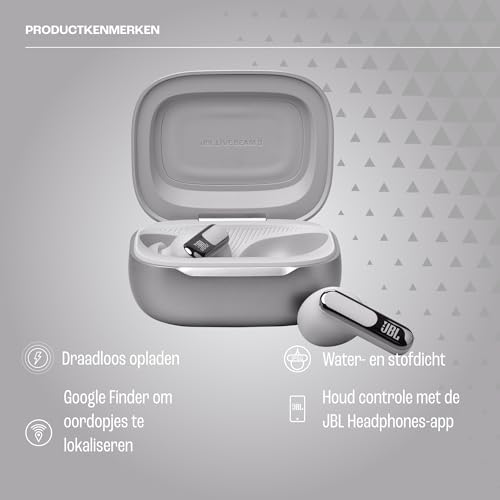 JBL Live Beam 3, Draadloze oordopjes met Bluetooth, 48 uur batterijduur, True Adaptive Noise Cancelling en Hoogwaardig JBL Signature Geluid, IP55 Waterproof, Closed-Back Stick Ontwerp, Zilver - Afbeelding 3