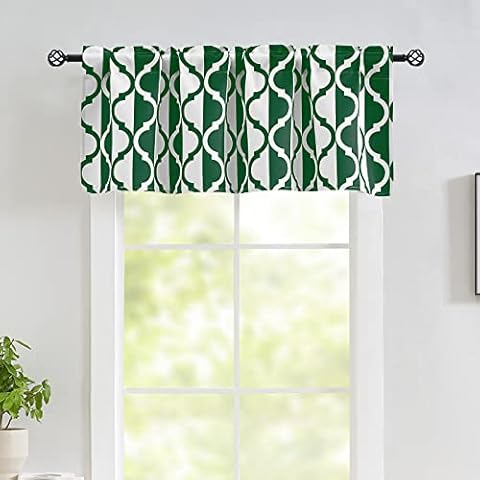 Luvyohmee Christmas Green Valance Curtains Moroccan, 18 Inch Rod Pocket Window Valances Stripe, Kitchen Valance Curtains for Bathroom/Dining Room/Basement/Living Room/Bedroom, 1 Panel Cover