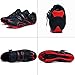 SDEQA Men's Cycling Shoes Fashion MTB Bike Shoes Breathable Compatible with Shimano SPD 2-Bolts Pedals Mountain Bicycle Sneakers Indoor,Black red,10.5