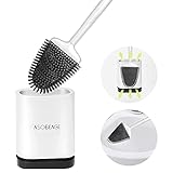  ASOBEAGE Toilettenbürste,WC-Bürste und Behälter,Toilettenbürsten für Badezimmer mit schnell trocknendem Haltersatz（Weiß）