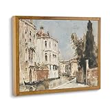 ARTZIO Framed Italian Landscape Wall Art,Venice Grand Canal Decor, Mid Century Modern Canvas Room Aesthetics,House Decor Oil Painting,Decorations For Living Room,Bedroom,8x10in Ready To Hang