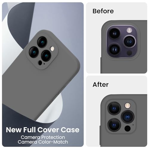 Image of FireNova Designed for iPhone 14 Pro Max Case, Silicone Upgraded [Camera Protection] Case, Soft Anti-Scratch Microfiber Lining Inside, 6.7 inch, Space Gray