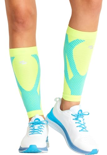 Image of Infinity Leg Calf Compression Sleeve Socks 10-15 mmHg With Moisture Wicking Technology for Men or Women (Unisex) - ELECTRIC
