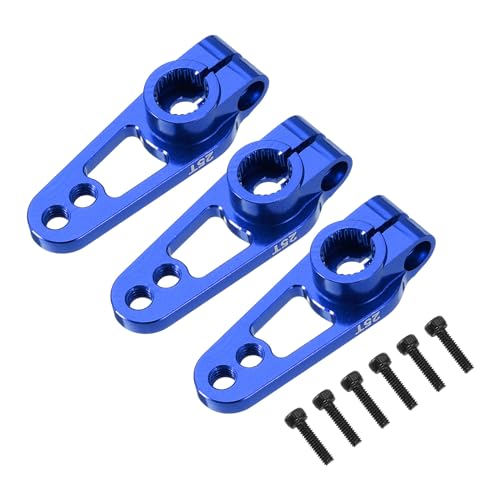 MECCANIXITY Aluminum Alloy 25T Steering Servo Single Sided Blue Arm Horn for DIY RC Car/Boat/Airplane Boat Accessories 3 Pcs