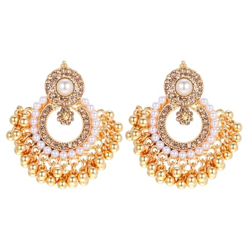 Boucles d'oreilles indiennes vintage Yolev à perles de cristal pour femme style bohème