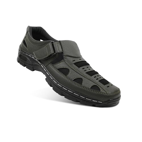 Image of Men's Faux Leather Sandals - Breathable, Lightweight, and Stylish Sandals for Casual Outings and Everyday Comfort