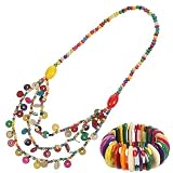 BESTOMZ Juego de Joyas Bohemias para Mujer Pulsera de Cuentas en Capas y Collar de Concha de Natural Diseño Vintage Adecuado para Verano y Viajes