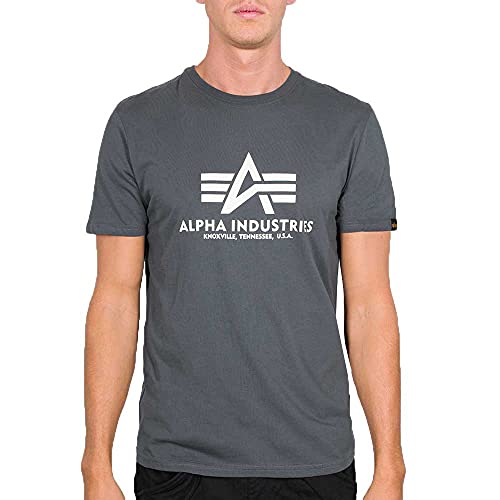 ALPHA INDUSTRIES Basic Camiseta, Hombre, Gris (Grey/Black), 3XL