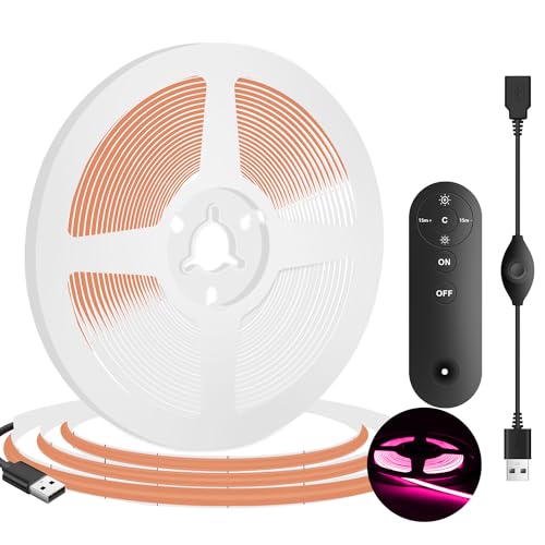Tira LED USB 5mm 5V COB Dimmable Flexible 2.5m Rosa miniatura 1