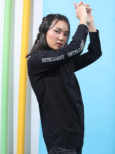 Image of Tokyo Talkies Women's Regular Fit Shirts | Printed | Long Sleeves |Spread Collar