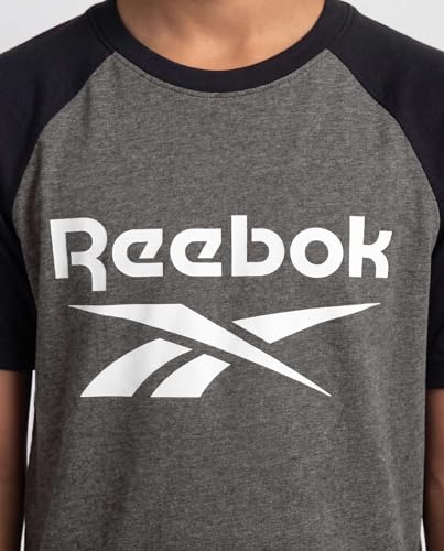 Image of Reebok 2 Pack: Boys Short Sleeve Raglan Cotton Crew Neck T Shirt Athletic Baseball Tee Tops Kids Teens Youth (6-18)