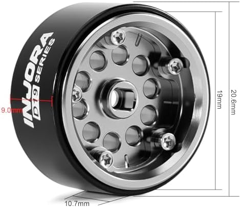 INJORA D19 0.7" Aluminum Beadlock Wheels for 1/30 SCX30, W7008 (Titanium)