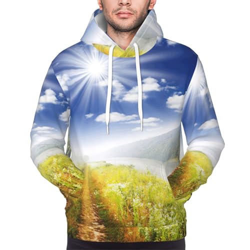 Sweat à capuche en polaire pour homme imprimé paysage pull chaud décontracté - 5