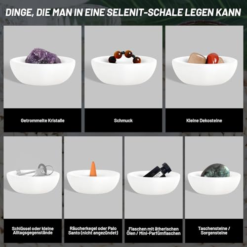 1 Stück Selenit Schale Ø 7-8 cm – Energiereinigungs- & Aufladeschale für Kristalle, Edelsteine, Schmuck, Meditation & Dekoration