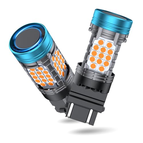 evntyps 3157 LED Bulb Amber Yellow,3157 LED Turn Signal Bulb With Built in Resistor CANBUS Error Free Anti Hyper Flash,3156 3157NA 3057 Front Rear Turn Signal Blinker Bulb With Turbo Fan,2 pcs