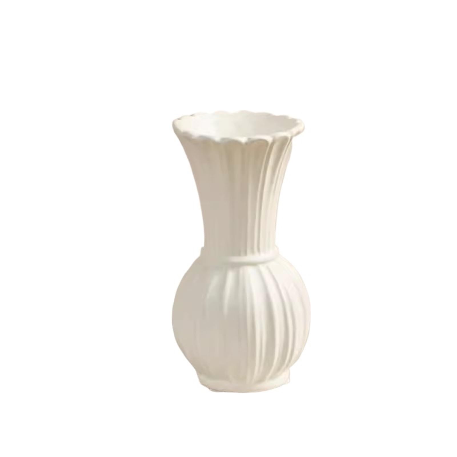 Geometric Vase Painted Cream Style Ceramic Vase With Advanced Sense Of Water-based Rose Flower Arrangement, Retro Livin(White 18.5 * 10cm)