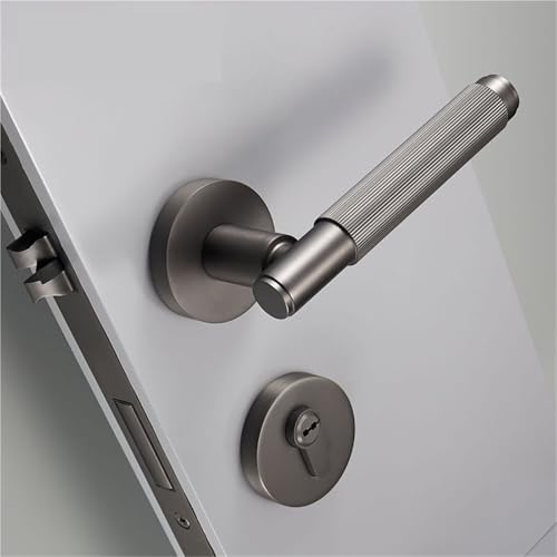 Serrure de porte double levier en laiton gris à rayures - 8
