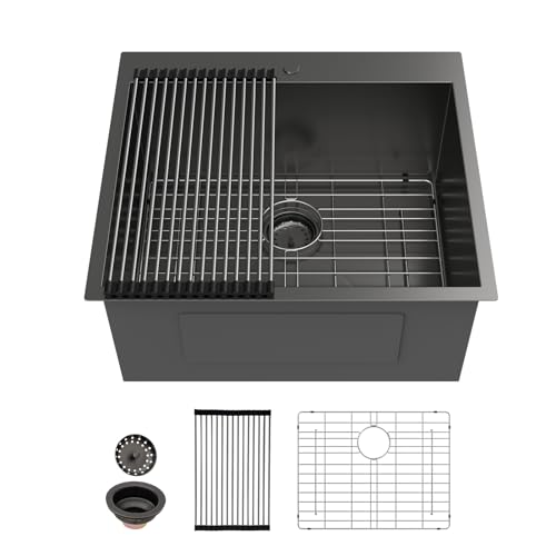 Sarlai Laundry Sink - Drop In 25"x22"x12" Deep Black