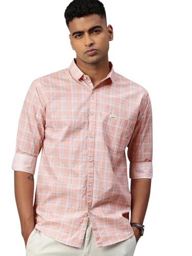 Image of Majestic Man Men Comfort Slim Fit Opaque Checked Cotton Casual Shirt