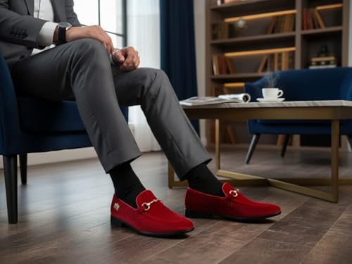 Image of Men's Velvet Designer Classic Dress Tuxedo Smoking Slipper Loafers Slip On Shoes SM-56