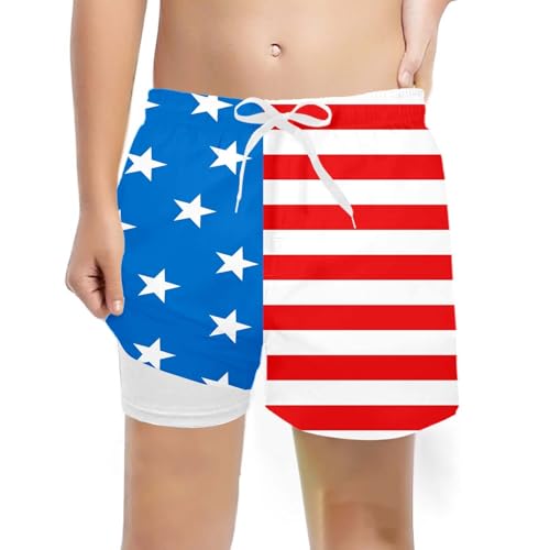 Genérico 2026 Pantalones Cortos de baño elásticos para niños con Forro de compresión bañador Moderno y cómodo (Blue, 5-6 Years)