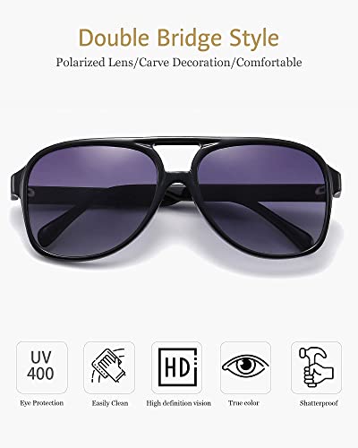 ANRRI Retro Vintage 70s Aviator Polarized Sunglasses Double Bridge lightweight Frame for Men and Women4