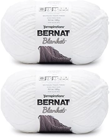 Bernat Blanket White Yarn - 2 Pack of 10.5oz/300g - Polyester - 6 Super Bulky - 220 Yards - Knitting/Crochet