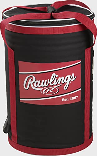 Rawlings Sot Sided Ball Bucket Bag, Rssbb , Black/Red , 21.25" H X 13.5" W #TOP2