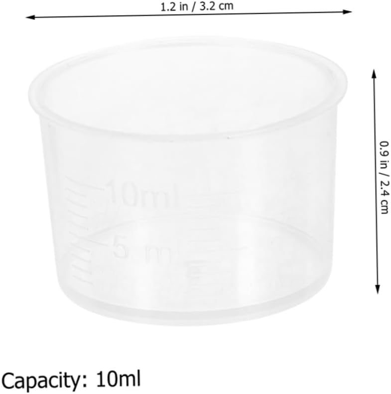 SECFOU 200pcs Clear Plastic Graduated Measuring Cups Scale Cups for Mixing Painting and Epoxy Resin Transparent Liquid Measuring Tool for Kitchen and Laboratory Use