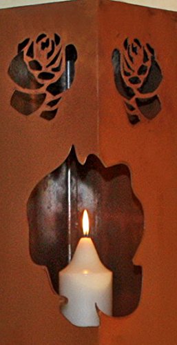 Rost-Säule RS118 Als Garten-Deko - Ca. 100 Cm Hoch, Mit Rosen-Verzierung, Aus Echtem Edelrost