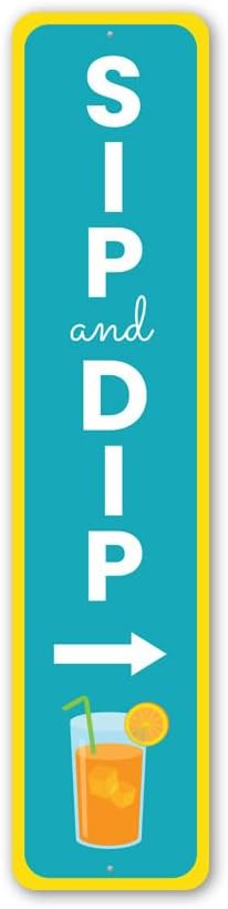 Sip And Dip Orange Juice Swimming Pool Sign - 6 x 24