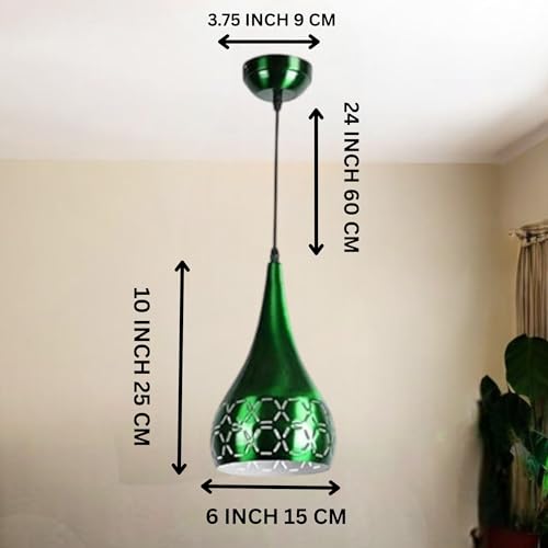 Image of GreyWings Metal Cut Hanging Light Ceiling Pendant Lamp, 6 inch Small, Green