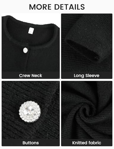 Image of Wyeysyt Womens Peplum Cardigan Sweaters Button Down Long Sleeve Ribbed Knit Vintage Cardigan Tops(Black-M)