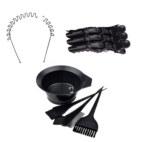Image of Hair Coloring Kit with Dye Brushes, Mixing Bowl, Sectioning Clips and Highlight Cap, Professional Hair Dye Accessories Set for Home and Salon Use