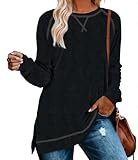 Aokosor Black Sweaters for Women 2025 Loose Tunics for Leggings Winter Casual Long Sleeve Shirts Work S