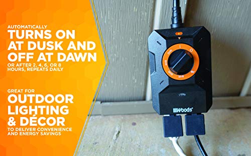 Woods 50122Wd Outdoor Dusk To Dawn Lighting Timer, 2 Grounded Outlets, #TOP2