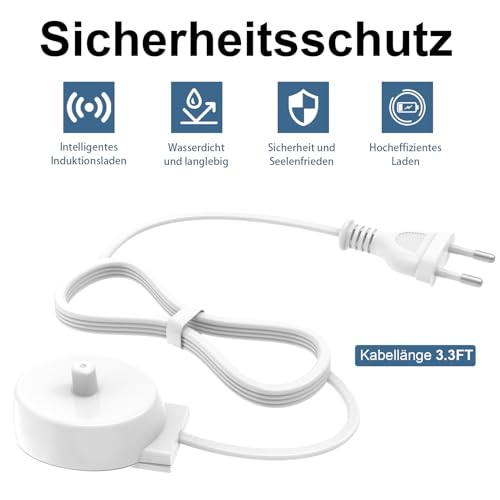 BENSN Ladestation Ladegerät Kompatibel mit Braun Oral B Elektrische Zahnbürste Vitality Pro Pro 3 3500 Series 3 Plus Genius X iO2 iO3 iO4 iO5 iO6 Toothbrush Charger Ladekabel IP67 Wasserdichtes
